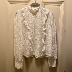 ZARA beautiful Lace Blouse,New with tags, medium size, white color